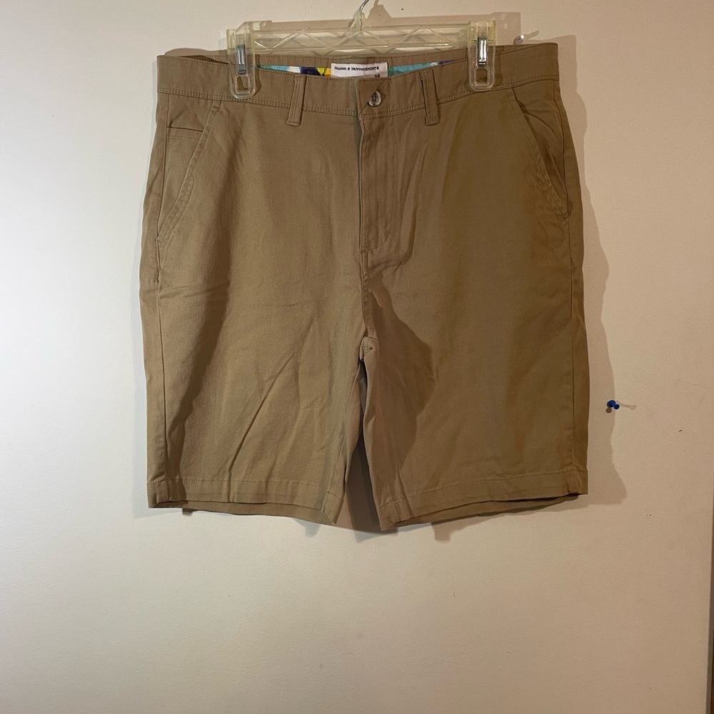 Hudson & Barrow Khaki Shorts men’s size 34 casual Stretch Zip‎ Fly cotton blend
